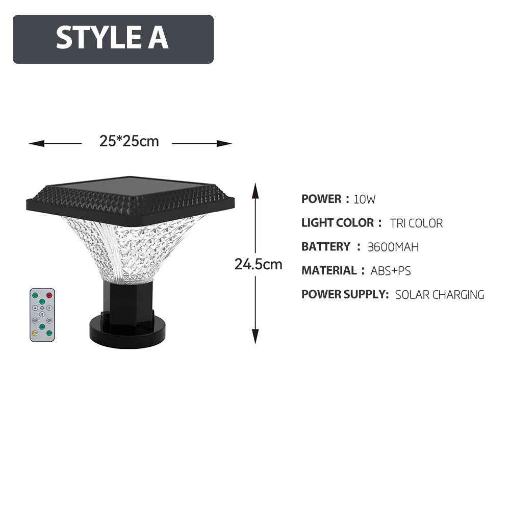 Solar Powered 3-Color Light Sensor Outdoor Wall Lamp, Remote Control Waterproof Villa Balcony & Courtyard Garden Light