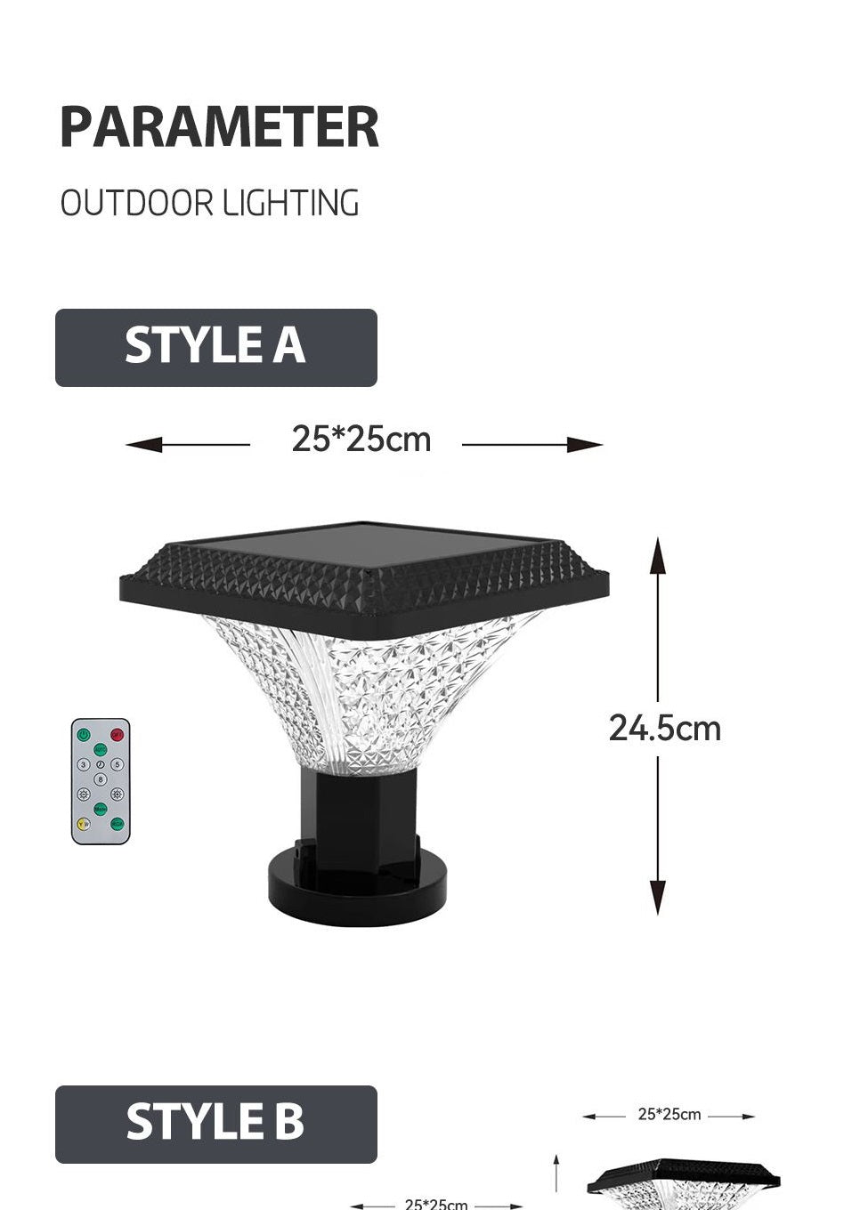 Solar Powered 3-Color Light Sensor Outdoor Wall Lamp, Remote Control Waterproof Villa Balcony & Courtyard Garden Light