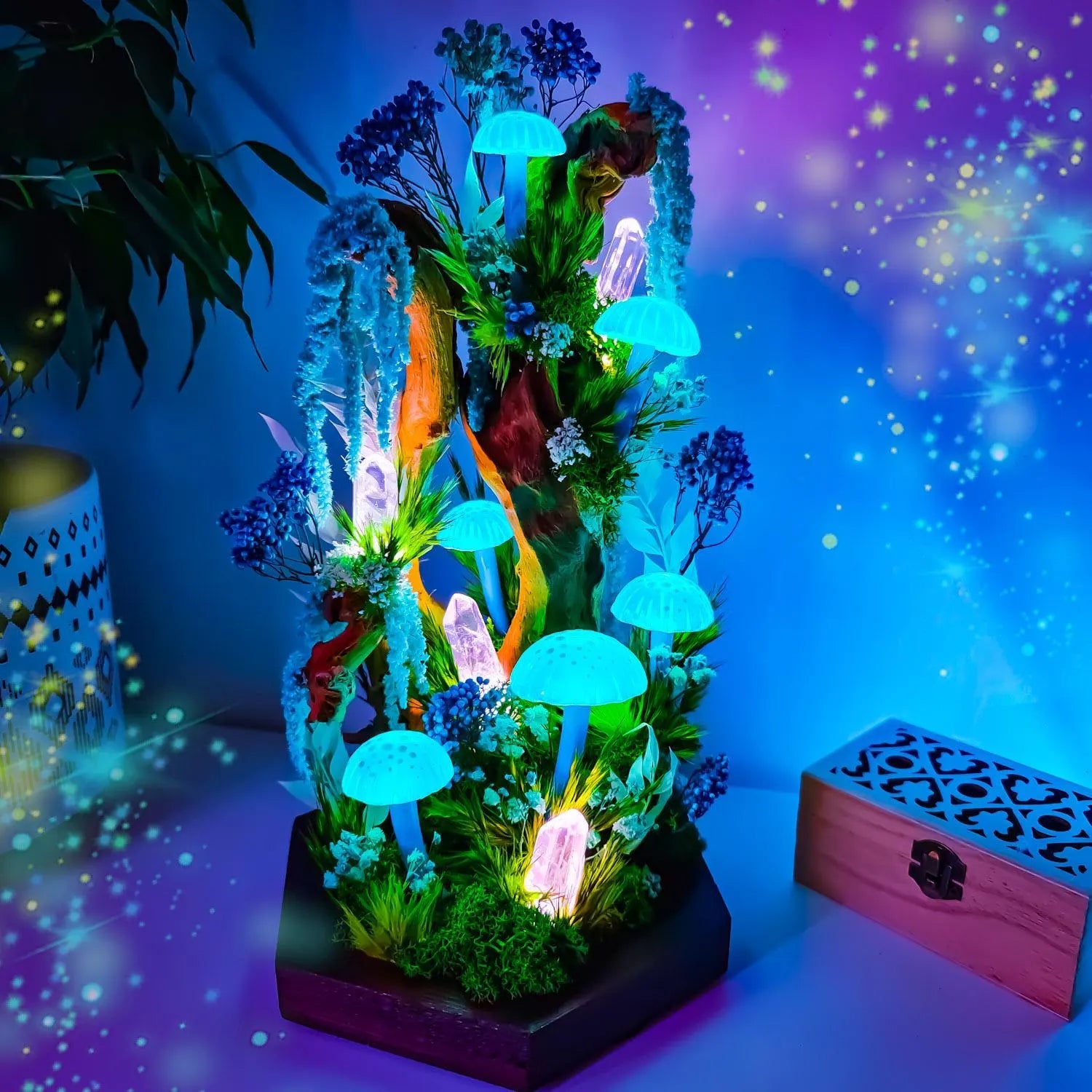Giant Mushroom Lamp – Large Enchanted Forest Diorama, USB-Rechargeable LED