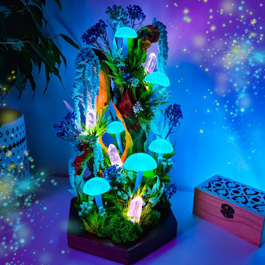 Giant Mushroom Lamp – Large Enchanted Forest Diorama, USB-Rechargeable LED