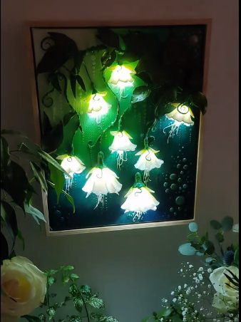 3D LED Flower Wall Painting – Enchanted Vine Diorama, USB Powered